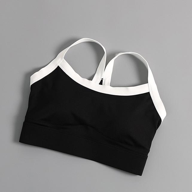 Women's Shockproof Color-Blocked Sports Bra: Quick-Dry, High-Intensity Yoga Top with Integrated Fixed Cups