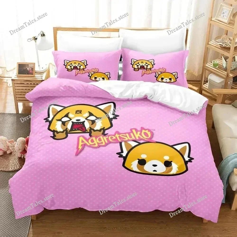Home Textile Cartoons Aggretsukos Cover Duvet Cover Pillow Case Boy Girl Polyester Bedding Set King Queen Twin Size Luxury Gift