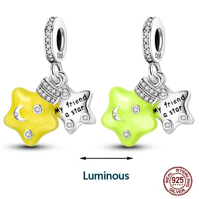 Shining Luminous Firefly Charms Copper Bulb Octopus Jellyfish Bee Fit Dangle Original Bracelets Glow Beads Women Diy Jewelry