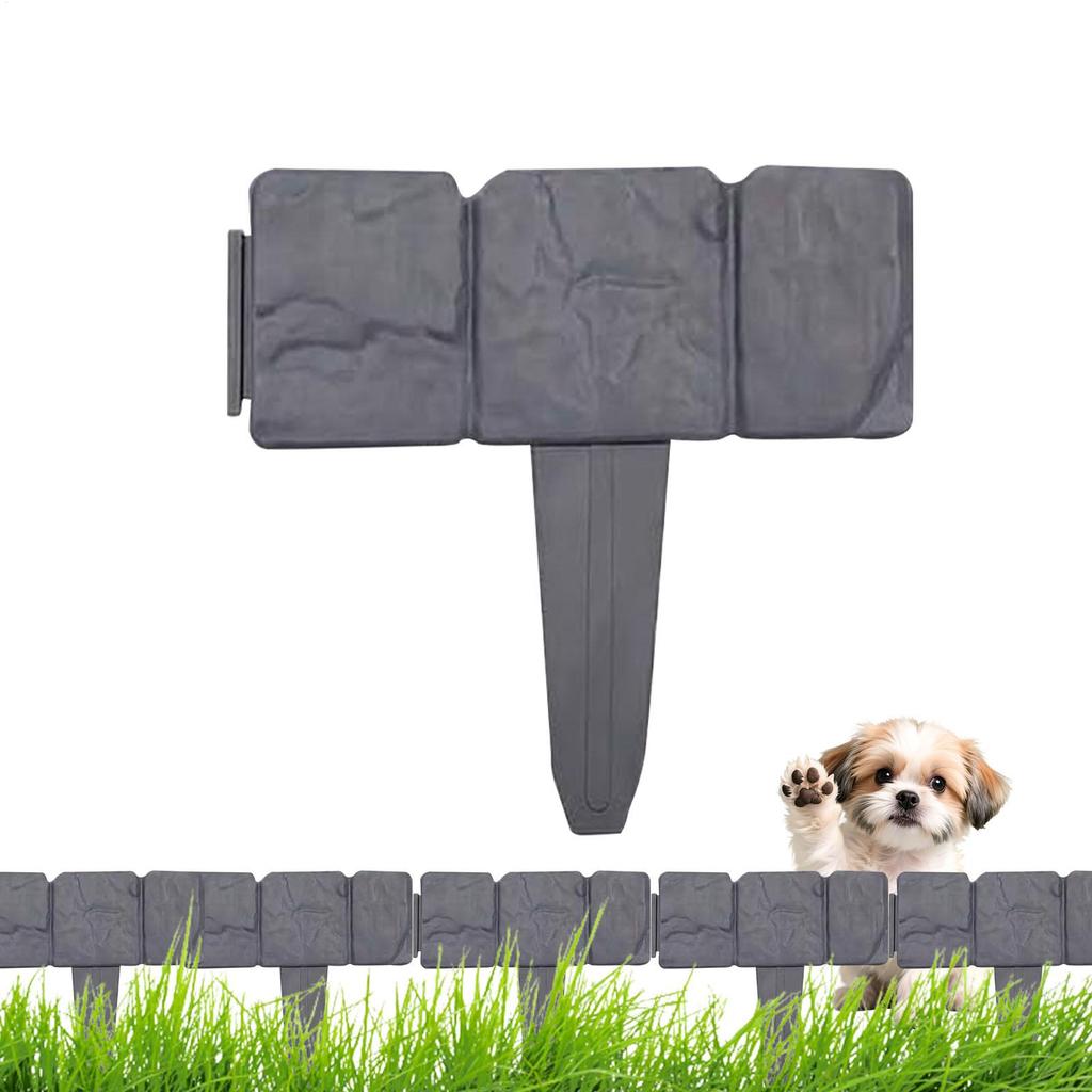 1PC Plastic Garden Edging Border Imitation Stone Fence Panels Patio Outdoor Barrier DIY Lawn Yard Landscape Plant Fence Decor