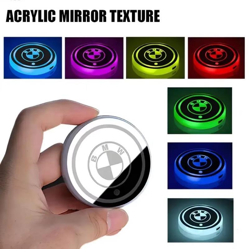 2Pcs Luminous Car Coaster Water Cup Holder Pad Anti-slip Mat for BMW M M3 M5 M6 X1 E46 E90 E39 F10 F20 F30 G20 E60 E36 E34 E70 drswk70