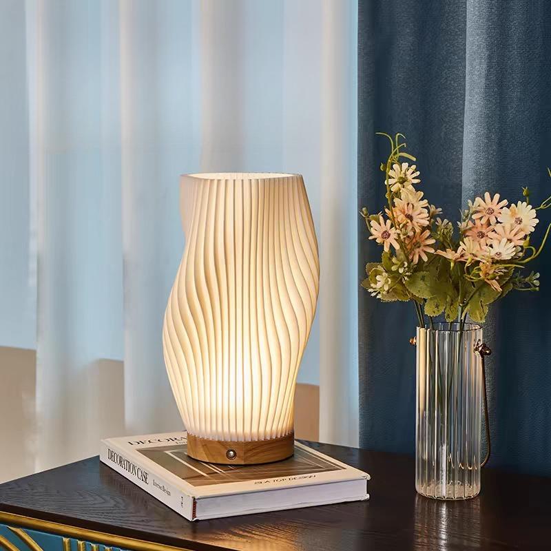 Nordic Study Bedroom Bedside Table Lamp Simple Pleated Rotating Decorative Night Light Luxury Home Creative Ornaments Gift Ideas