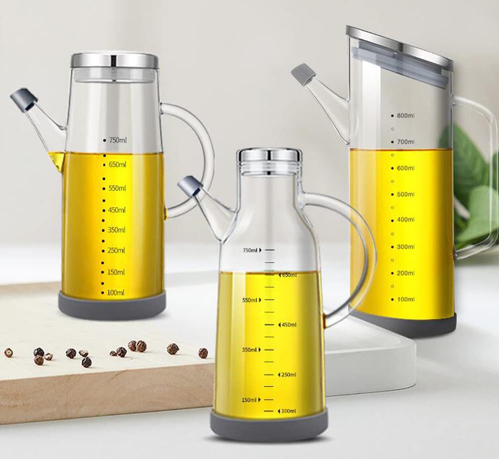 Ölflasche, Gewürzbehälter, Sojasaucenflasche, Essigflasche, Öldispenser, Glasmaterial, staubdicht, 750ml