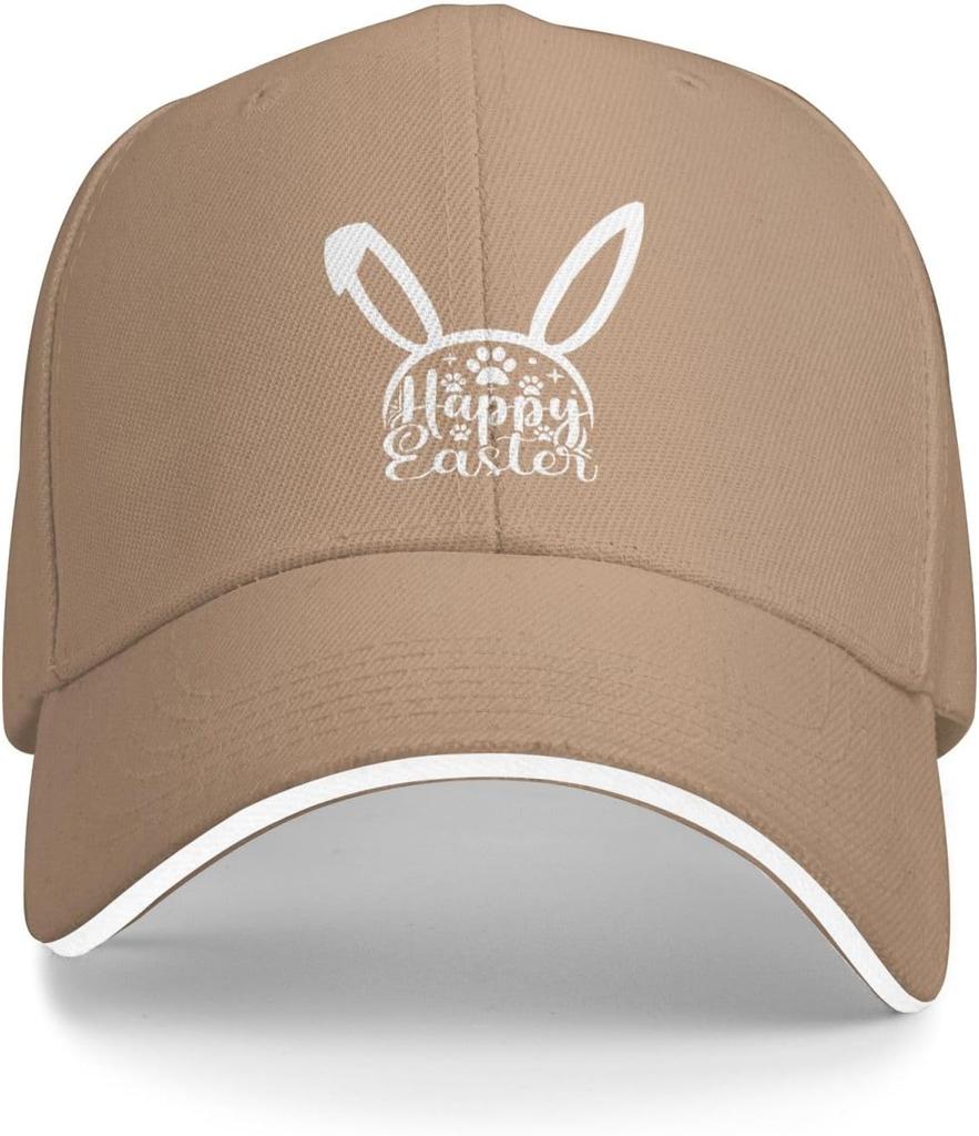 Happy Easter Bunny Paw Print Baseball Cap Polyester Casual Adjustable Sun Protection Hat