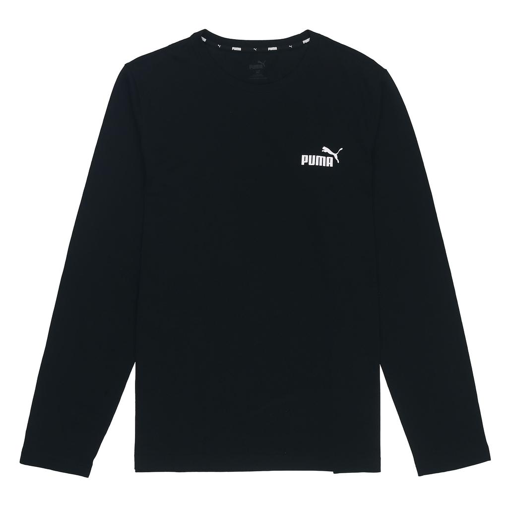 PUMA Essentials Long T Shirts Men's Black Crew Neck Moderate Straight Fit 845924-01