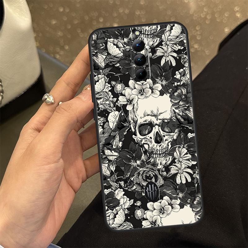 Gothic Floral Skull Case For ZTE Nubia RedMagic 10 Air 6 7 6S 7S Pro RedMagic 10S 9S 8S 8 9 10 11 Pro Plus Cover