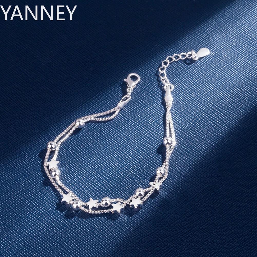 

Fine Original luxury 925 sterling silver charm stars chain Bracelets for women party Wedding engagement Jewelry gifts 20cm 20CM 8inches