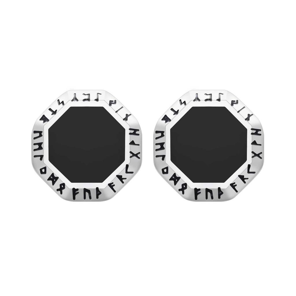 Vnox Octagon Triangle Earrings for Men, Stainless Steel Viking Rune Almut Stud Earrings, Geometric Ear Jewelry