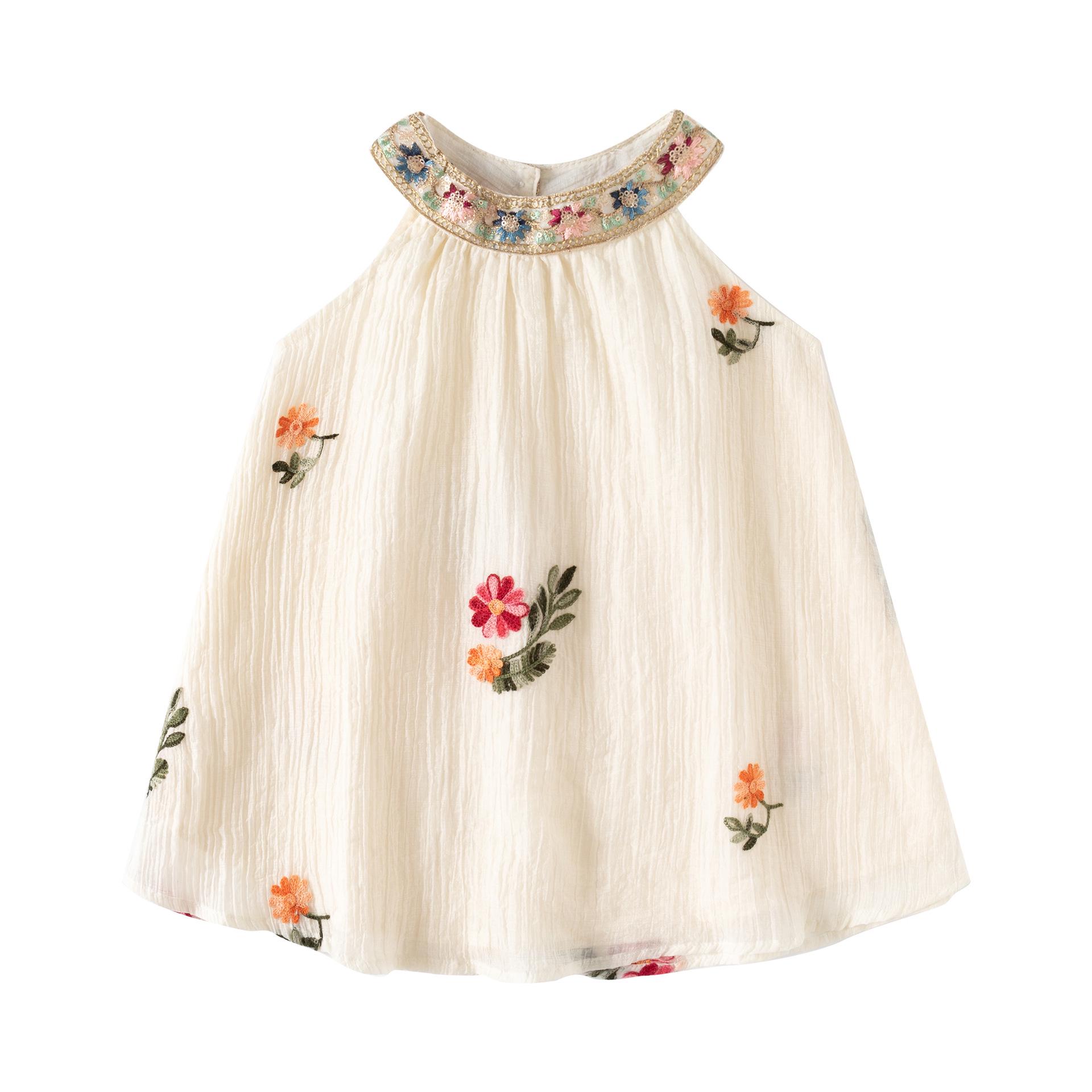 2025 Summer Ethnic Style Girls  Halter Neck Princess Dress Size 80