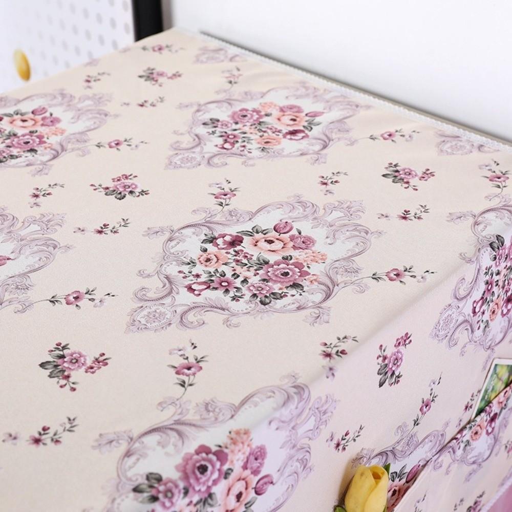 70x170cm Refrigerator Dust Cover with Storage Pocket Washable Protective Cover Art Cloth Flower Pattern Microwave Oven Cover
