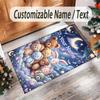Teddy Bear Theme Crystal Velvet Rug Personalized Custom Name Text Soft Floor Mat Home Decor