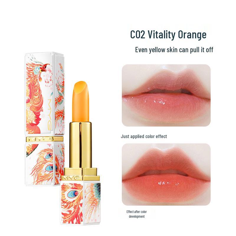 

Meiyan Tang Temperature-Changing Lip Balm - Moisturizing, Non-Stick, Waterproof, Chinese Style, Energetic Peach Shade for Autumn and Winter. 3.8g