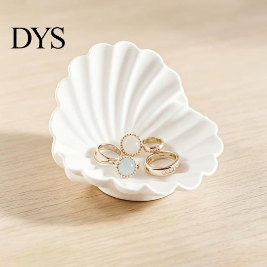 Ohrring-Aufbewahrungsschale Weiße Muschel Schmuckschale, 3D-gedruckter Halter, Dekorativer Ringhalter Schale Schlüssel für Ringe Ohrringe Halsketten Entgratungsfreier Organizer