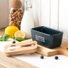 Ceramic Butter Box Rectangle Butter Sealed Box Butter Cutting Refrigerated Box Cheese Storage Box With Wooden Cover