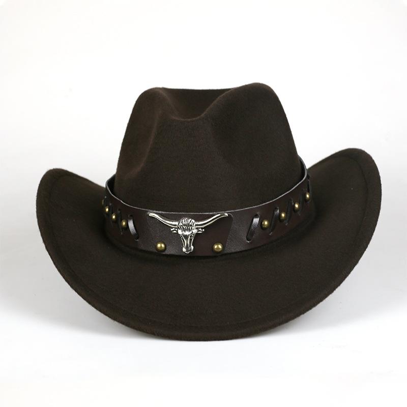 Cowboy hat retro jazz hat western cowboy woolen top hat felt hat retro imitation sheep hat cowboy hat