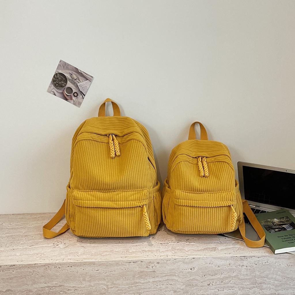Schoolbag Corduroy Small Backpack Women's New Japanese School Bag of the Season Casual Simple Versatile Travel Shopping Soft Girl Backpack