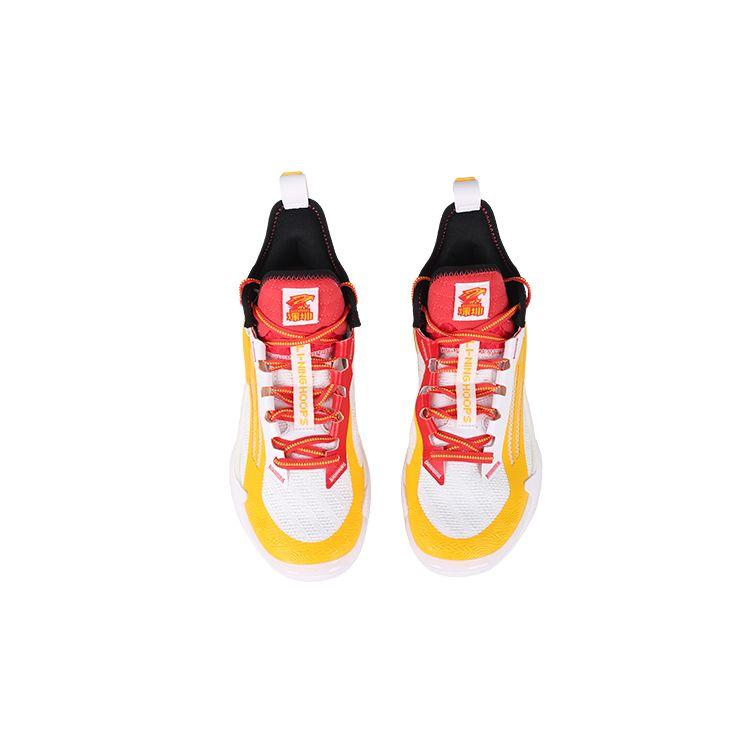 Li Ning Air Strike 10 Shock Absorption Mid-Top Basketball Shoes Men sneakers White Yellow Red ABAT089-8