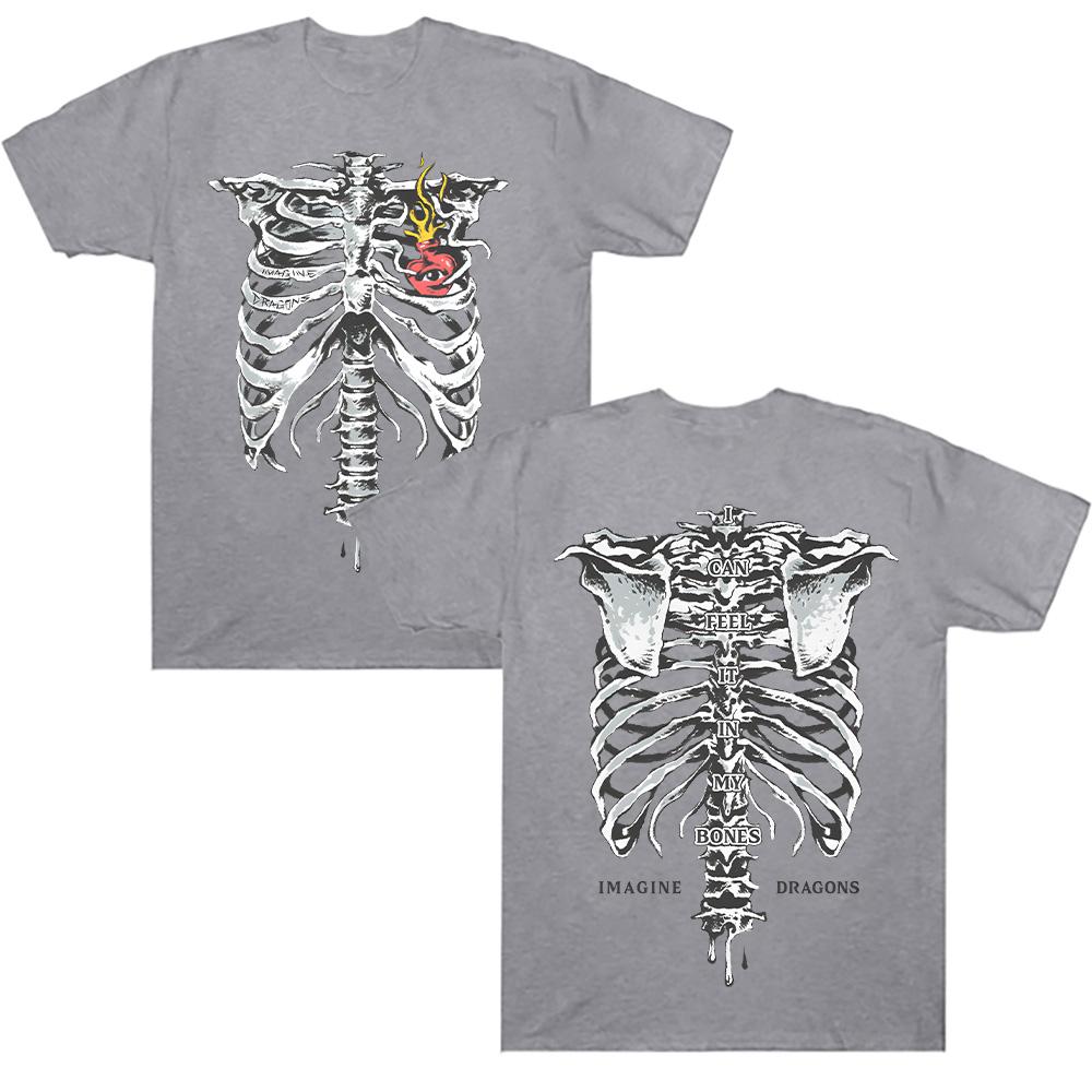 

Чувствую это в костях Футболка Скелет Imagine Dragons Футболка группы Рок-музыка Мужская Женская Повседневная Футболка Хлопковые Топы Летняя одежда Y2K 4XL