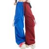 American Contrast Overalls Hip-hop Color Matching Fashion Casual Sports Pants Women's Spring Loose Retro Trend Wide-leg Pants