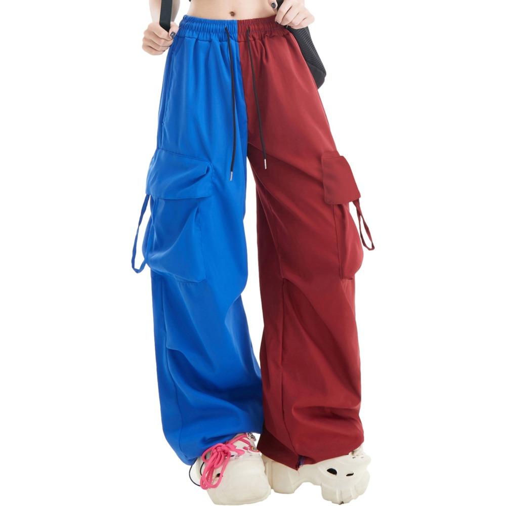 Americký kontrastní overal Hip-hop Barevně ladící Móda Ležérní Sportovní Kalhoty Dámské Jarní Volné Retro Trend Široké kalhoty