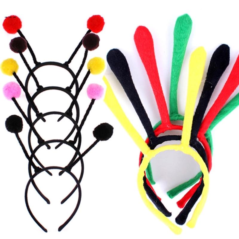 Cute Cartoon Bee Pompom Antenna Hair Hoop Woman Hot Girls Makeup Headband for Children Day Cosplay Hair Accessories