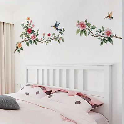 Florale und Vogel Schlafzimmer Selbstklebende Dekorative Warme Wandaufkleber