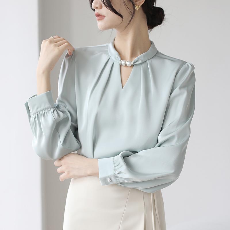 Women Blouses Shirts 2025 Spring Long Sleeve Women Blouse Shirt O-Neck White Chiffon Blouse Shirt Women Tops J855