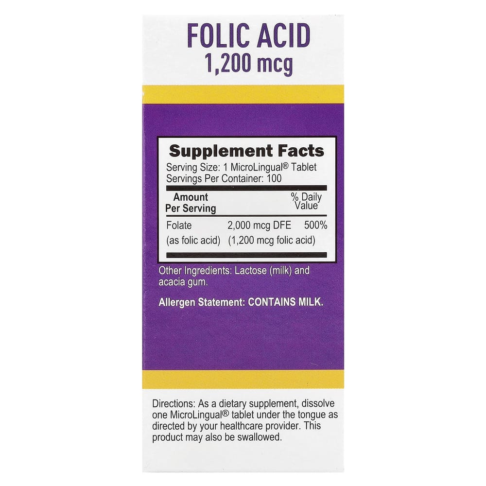 Superior Source Folic Acid 1200mcg Instant Dissolve MicroLingual 100 Tablets