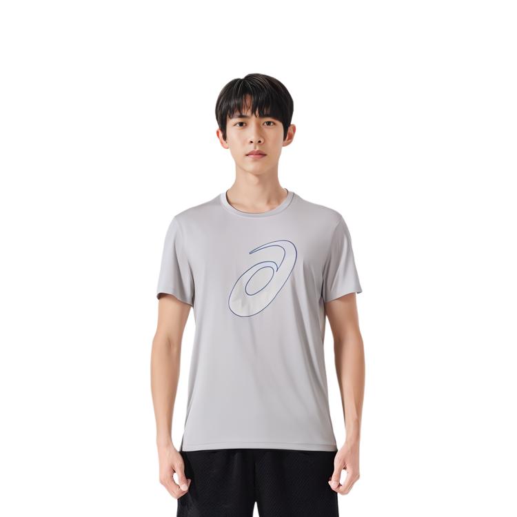 ASICS T Shirts Men's Gray Crew Neck Moderate 2011D076-020