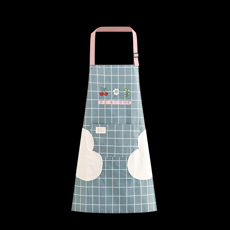 

Apron Home Kitchen Waterproof Oil Resistant No Wash Sleeveless Large Pockets Blue Neck