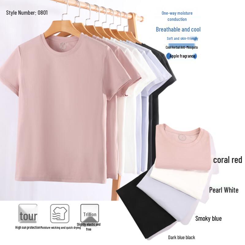 Spring Summer Round Neck Short Sleeve T-Shirt XL