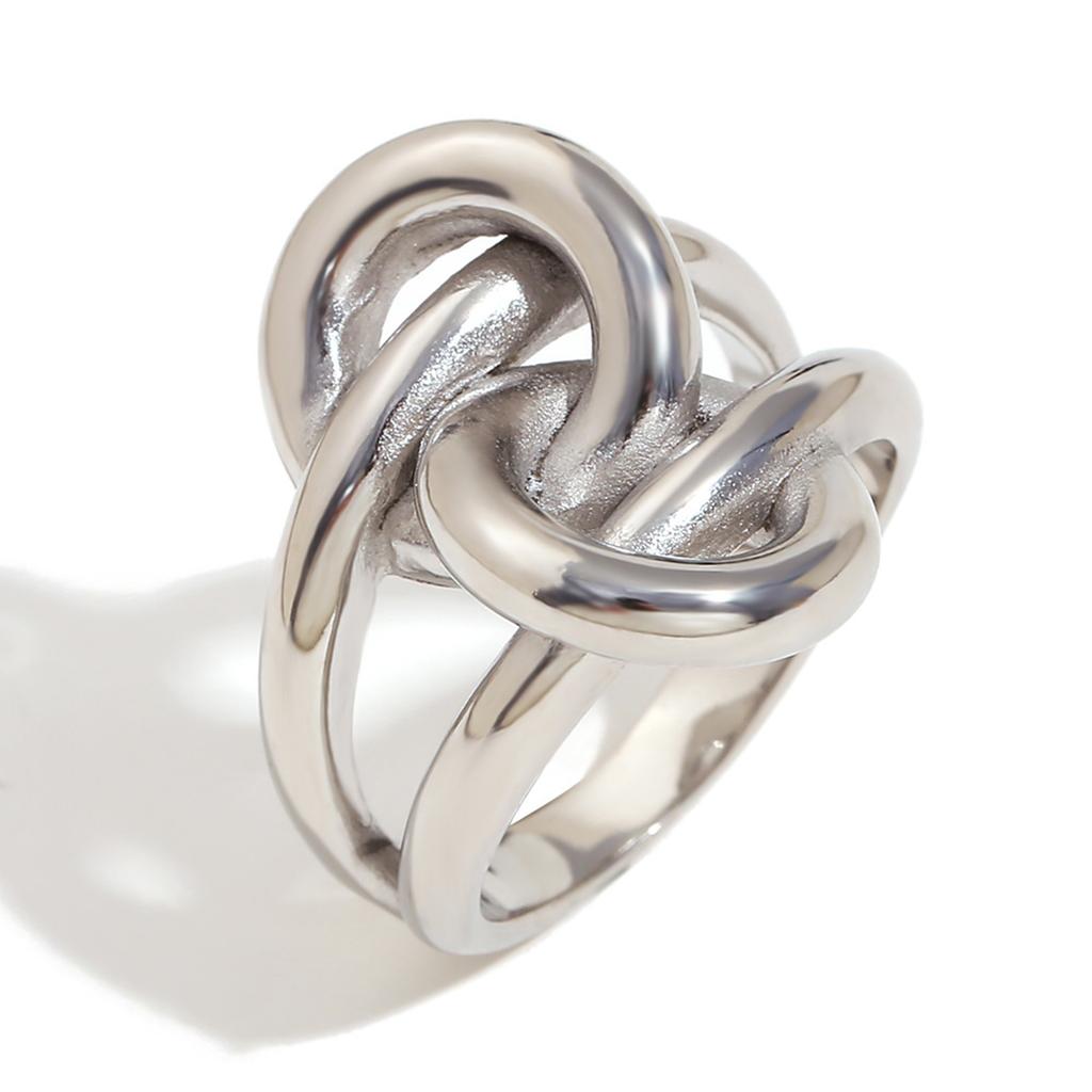 Fashionable Double Layers Geometric Knot Rings 18K Gold Plated Sturdy Stainless Steel Accessory for Women Daily Wear