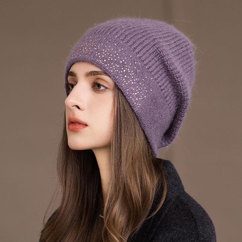 Thick Rabbit Fur Pullover Hat Women's Ear Protection Knitted Hat