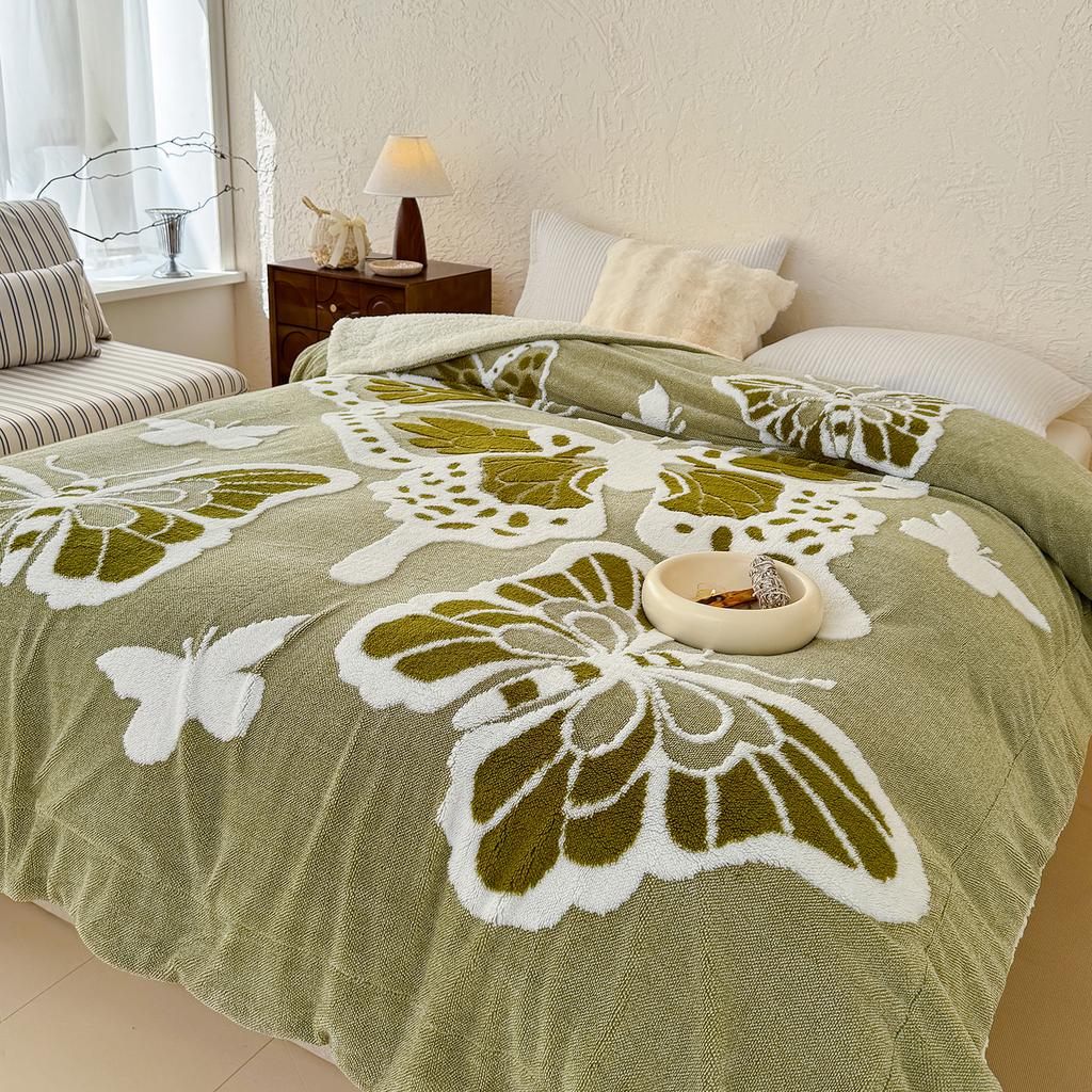 2025 New 5D Butterfly Embossed Fleece Blanket Autumn Winter Queen Size Thick Warm Double Bed Blanket Cozy Soft Plush Bedspread