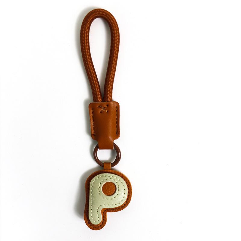 High-End Leather Alphabet Keychain Bag Pendant