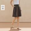 INMAN Women's 100% Xinjiang Cotton A-Line Pleated Midi Skirt