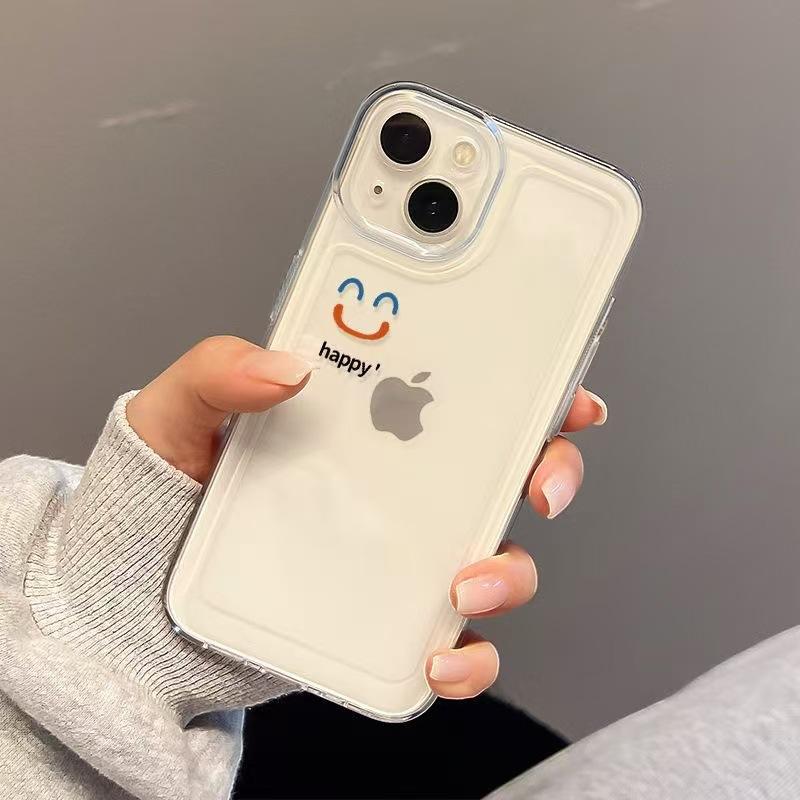Simple Bear Smiley Face, Suitable for Iphone17 Mobile Phone Case, Transparent Apple 15pro Anti-drop 14 All-inclusive 13/16 New