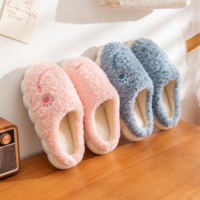 Punkt Baumwoll Hausschuhe Herbst und Winter Zuhause Dicke Sohle Plüsch Familien Schuhe Außen Tragen Paare Warm Winter