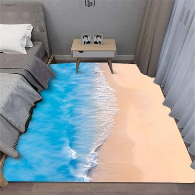 Teppich Sommerwellen Strandmuschel Teppich - Weich Rutschfest Waschbar Moderne Dekoration für Wohnzimmer Sofa Schlafzimmer Küche Küstenthema