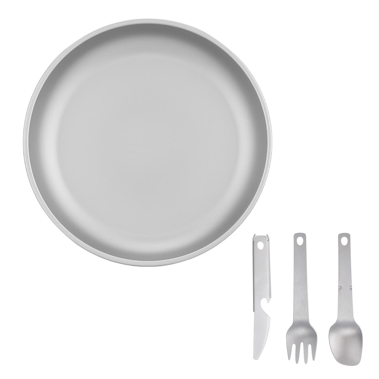 

Походная тарелка с набором из 3 предметов, интегрированная посуда, титановая тарелка, тарелки для барбекю, металлические походные тарелки S Ice Crystal Blue Ice Crystal S