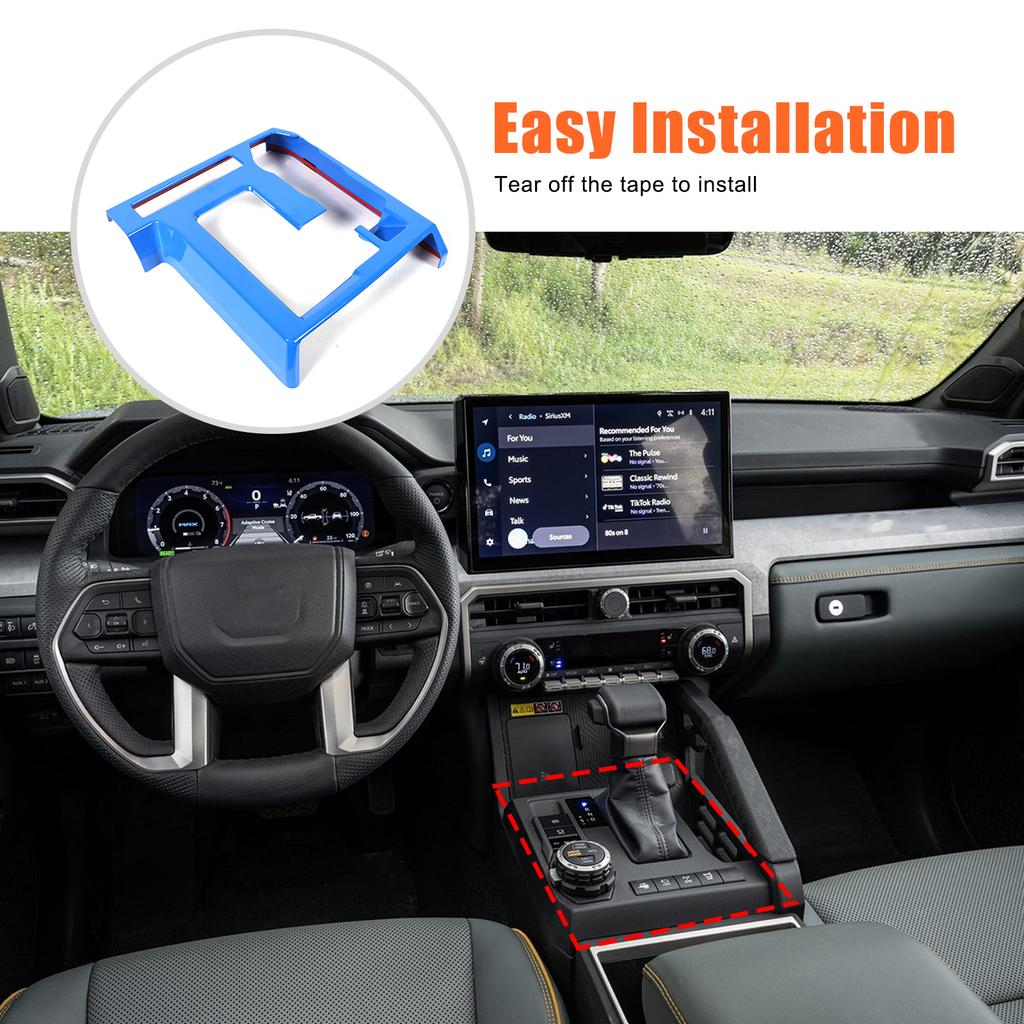 Blue ABS Center Console Gear Shift Panel Cover For Toyota Tacoma 2024-2025