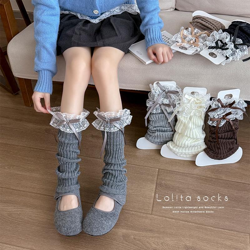 Boots Cotton Ballet Socks Cover Spring And Autumn Lolita Bow Sweet Lace Stacking Socks Leg Warmer
