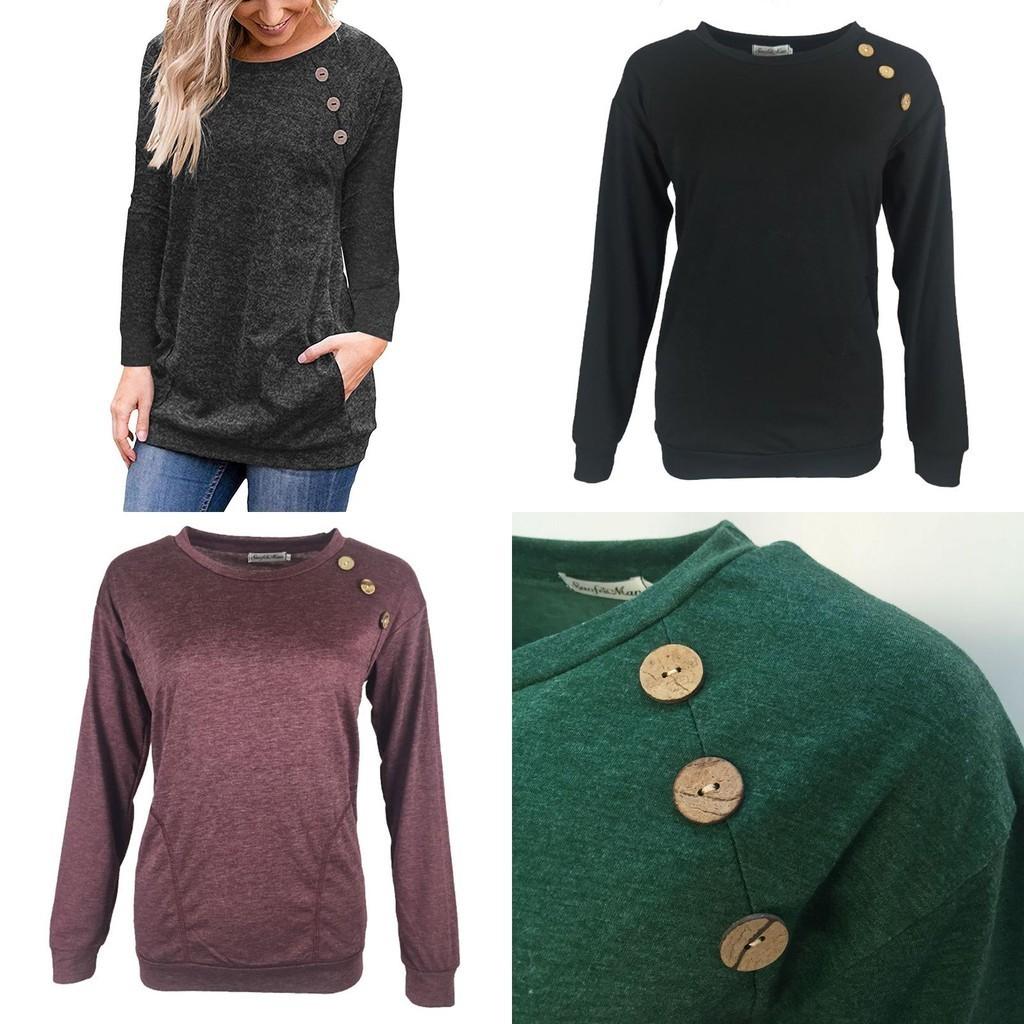 Stylish Ladies Casual Long Sleeve Pullover Sweater With Side Pockets And Comfortable Fit
