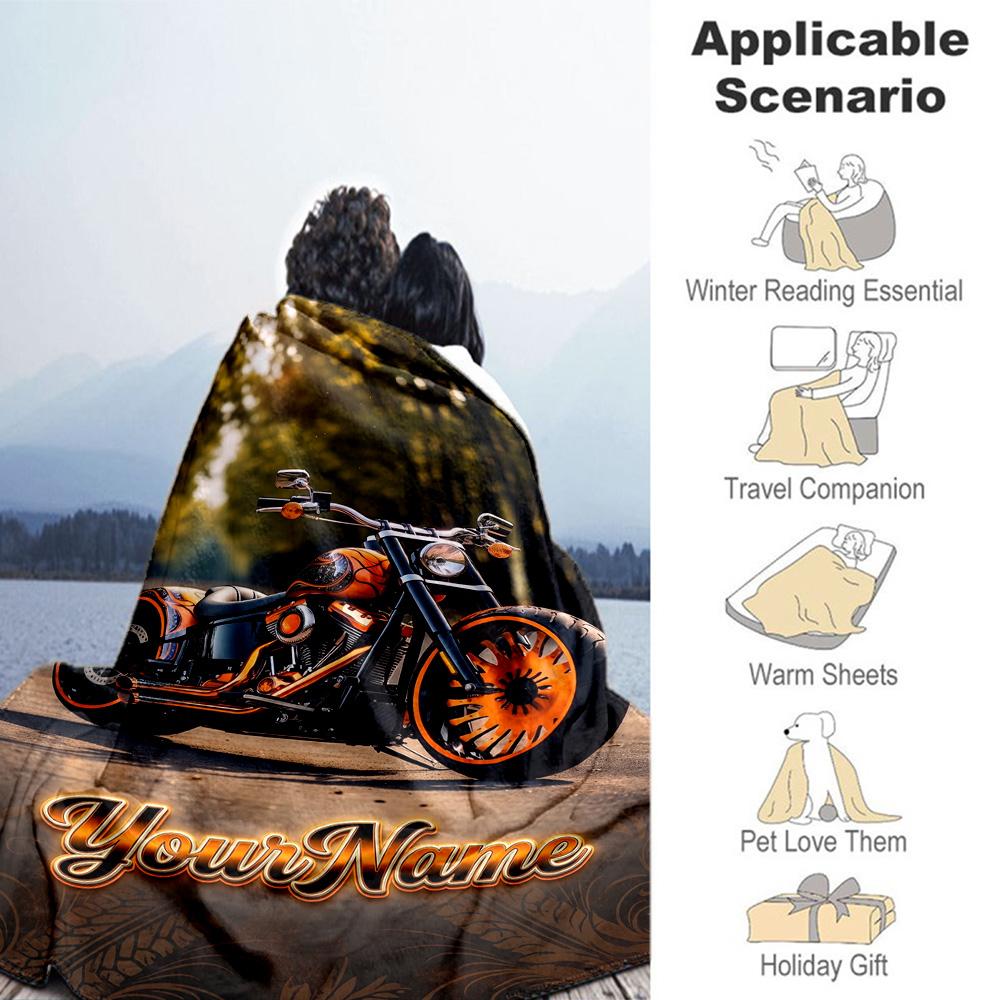 Harley-davidson Motorcycles Customize Your Name Blanket Lightweight Customizable Blanket Durable Comfort Throw For Living Room Seaside Picnics Nap