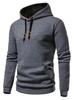 Men's Hooded Sweatshirt Casual Long Sleeve Pullover Plaid Embroidered Patch Drawstring EU Size