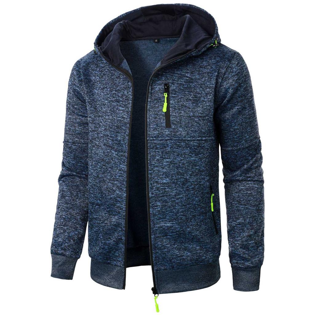 Men's Autumn And Winter Sports Leisure Jacquard Hoodie Crdigan Hoodie Zipper Sweater Knit Cardigan With Pockets Men's Clothing