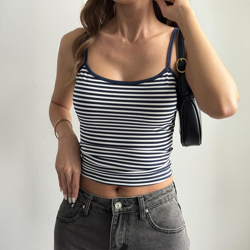 Di Yun Y2K Gestreiftes Trägertop West T-Shirt für Damen - Sommerkollektion 2026