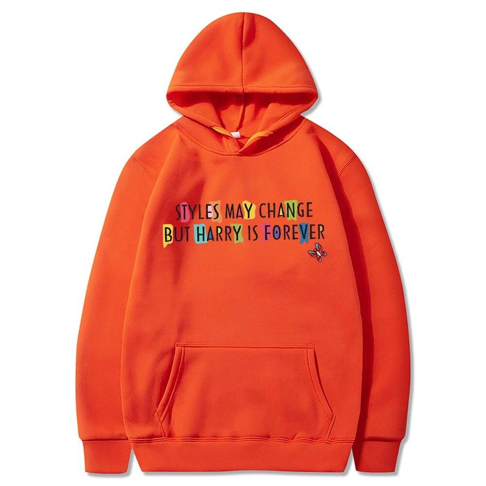Unisex HoodieStyle May Change But Harry Is Forever Hoodie Vintage Y2k 90s Rainbow Colour Graphic Hooded Sweatshirt Love On Tour Xmas Hoodies