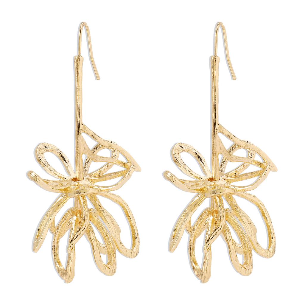 Cross Border Exaggerated 3D Geometric Earrings Heavy Metal Style Flower Design Runway Party Fashion Ear Jewelry