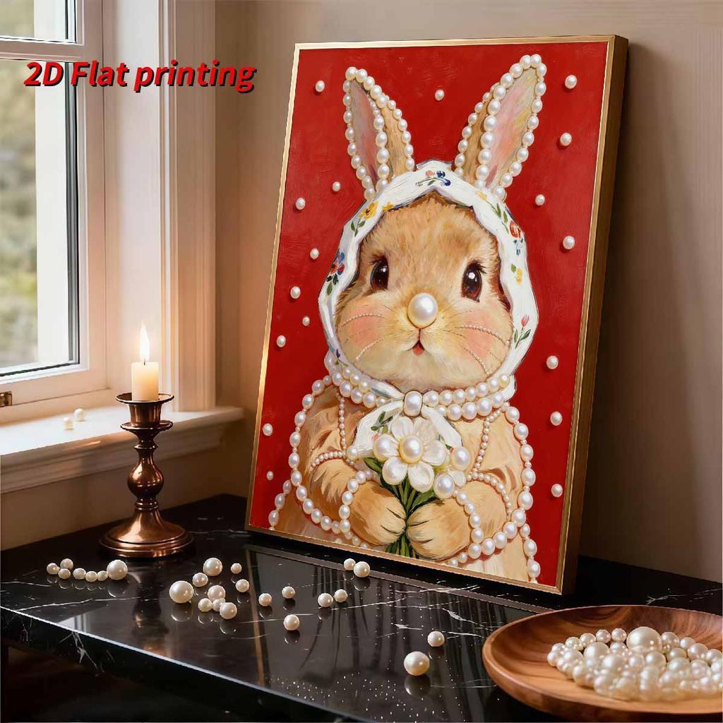 Handmade DIY Pearl Painting Little White Rabbit Theme Bedroom Living Room Frameless Diy Handmade Sticky Diamond Creative Canvas Painting